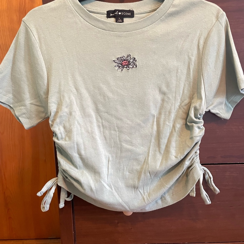 Green Ruched Side Tee